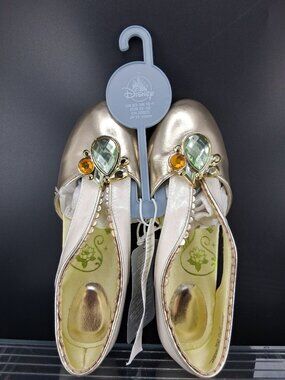 Disney Princess Gold & White Kids Shoes With Gem Details Size 2/3
